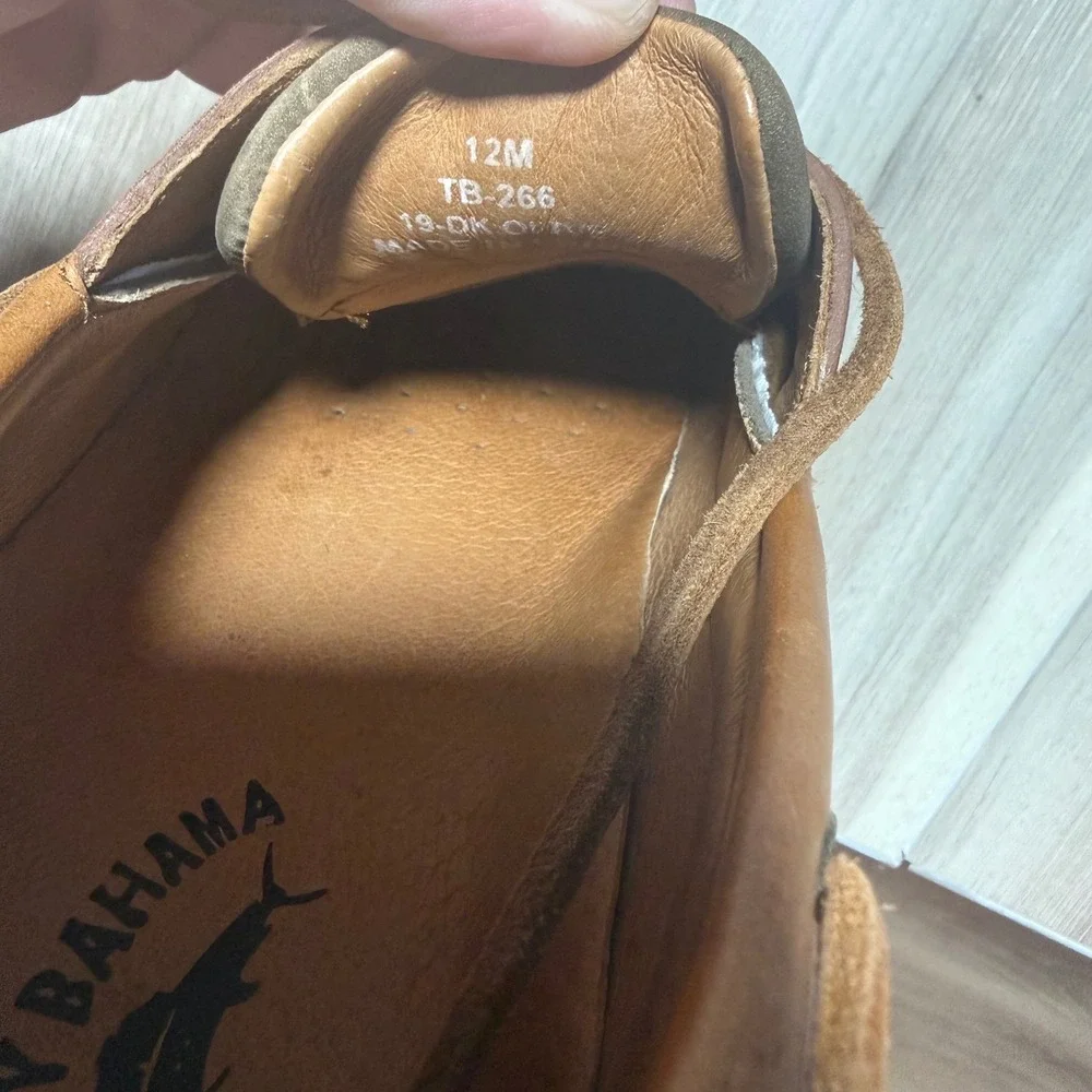 Tommy Bahama Boat Shoes Mens 12 Brown Olive Leather Suede TB-266 Loafers‎ Casual